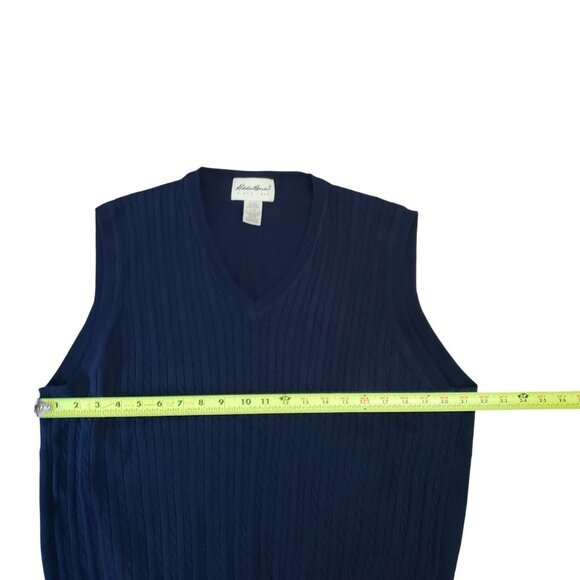 Eddie Bauer Vintage 90s Mens Sweater Vest Size‎ L Cotton Preppy Academia Career - Picture 8 of 8